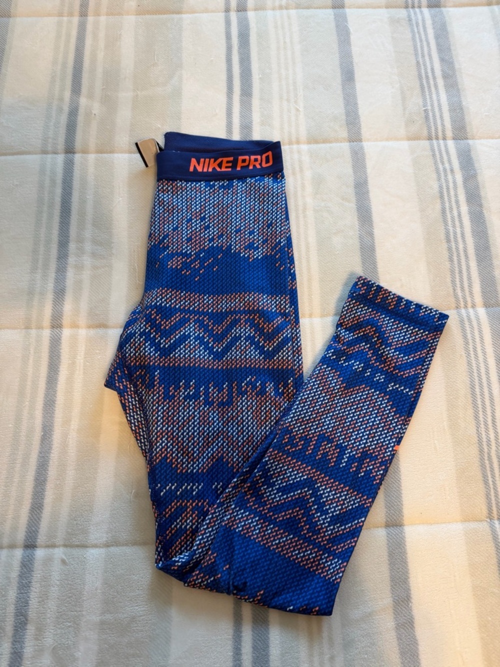 Nike Blue & Orange Patterned Dri-FIT Leggings